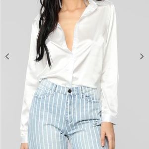 Faux Satin button up Office Shirt